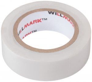 Изолента ПВХ самозатухающая WILLMARK  19 мм х 0,15 мм х 10 м  ( белая )