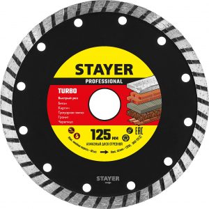 STAYER TURBO d125 мм (22.2 х 7 х 2.4 мм), алмазный диск, PROFESSIONAL (3662-125)