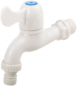 Кран водозаборный, пластиковый белый 1/2"