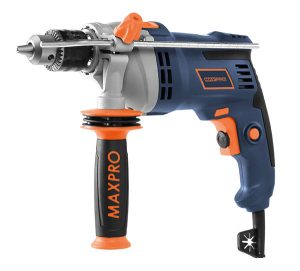 MAX-PRO Дрель ударная 850 Вт; 0-3000 об/мин; ключевой патрон 1,5-13 мм; 2,4 кг; антивибрационная ручка; меалл. корпус редуктора; резиновые вставки; ко